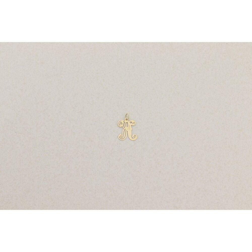 Pendant Only 14k Yellow Gold Letter 'K' Pendant Initial K Design 3/4" x 1/2" - Picture 6 of 6
